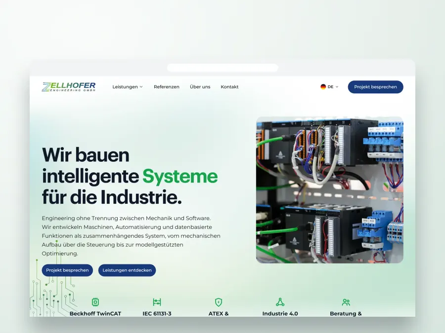 Website von Zellhofer Engineering