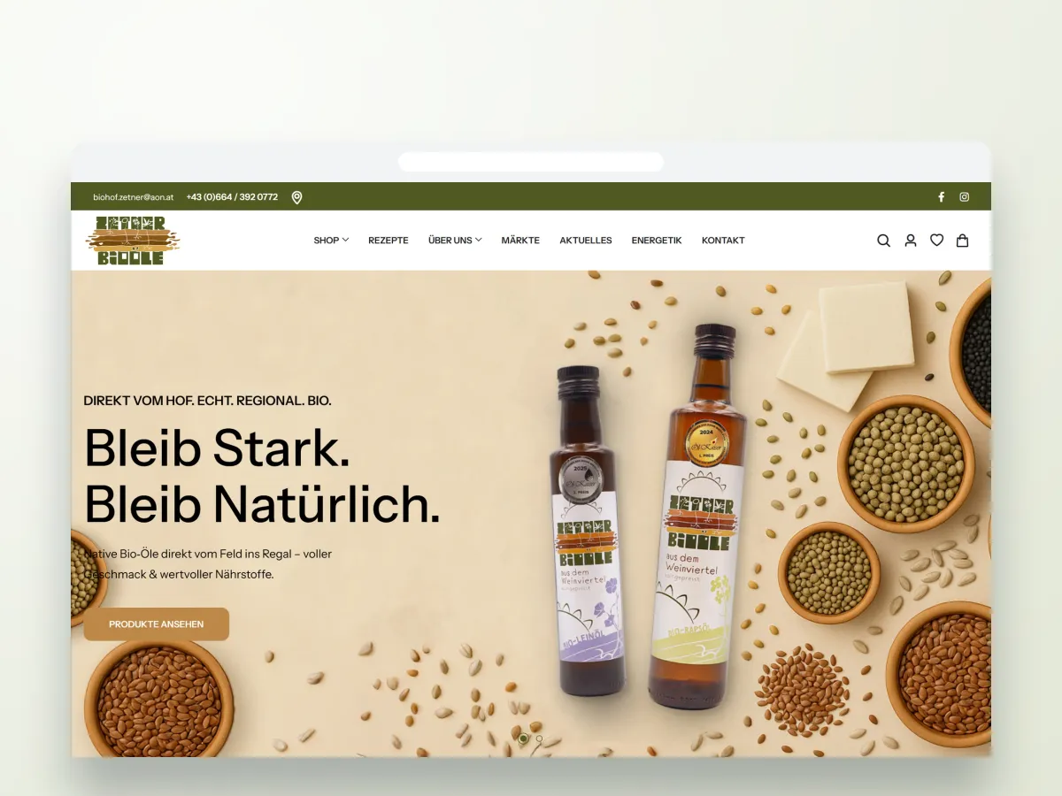 Website von Biohof Zetner