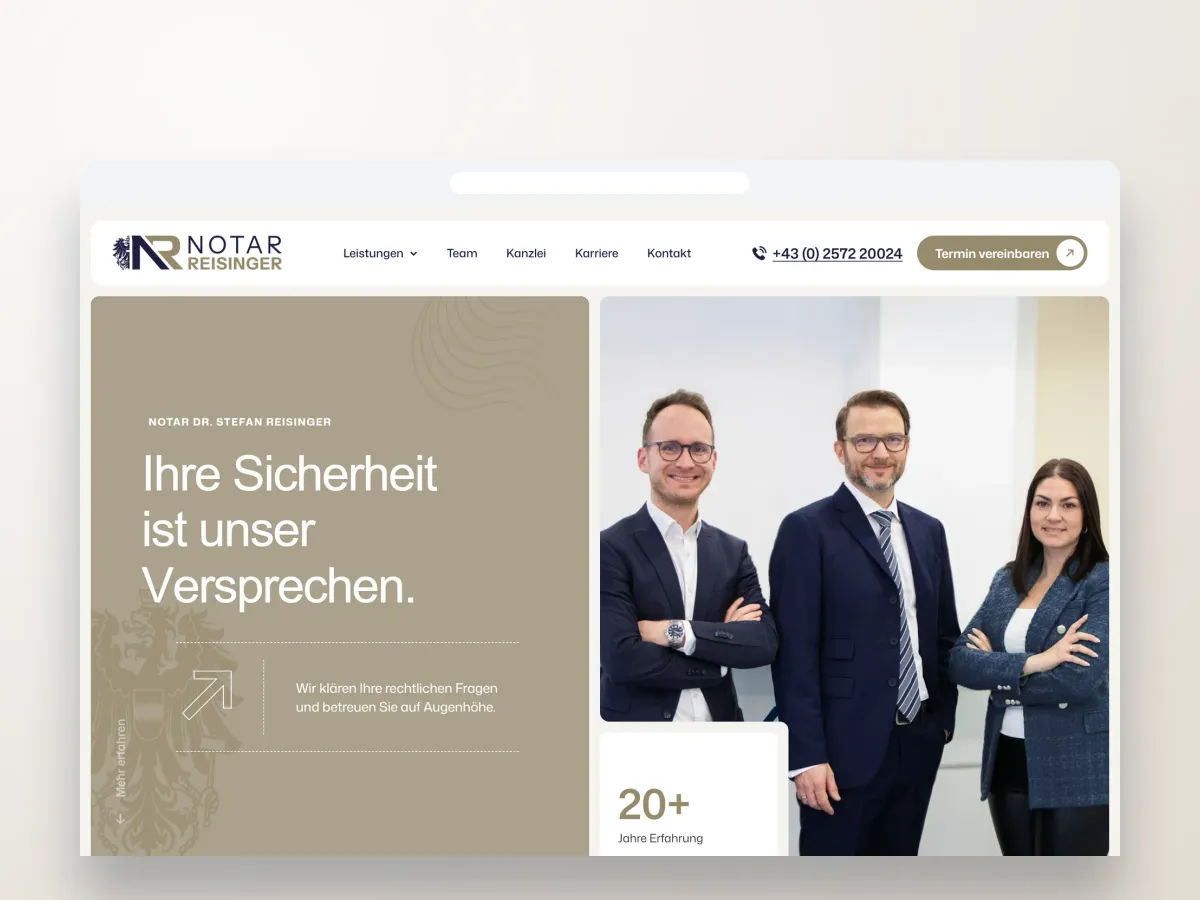 Website von Notar Reisinger