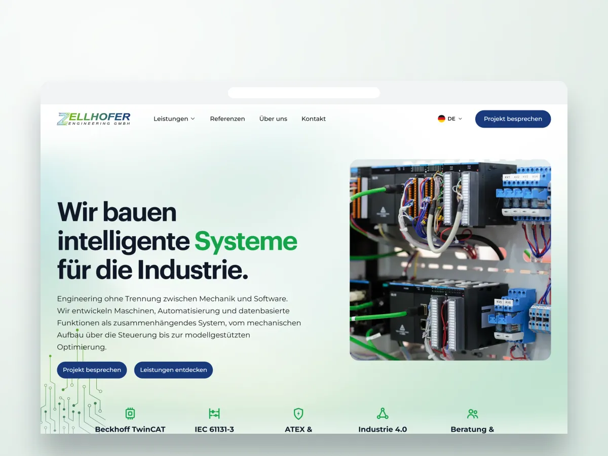 Website von Zellhofer Engineering